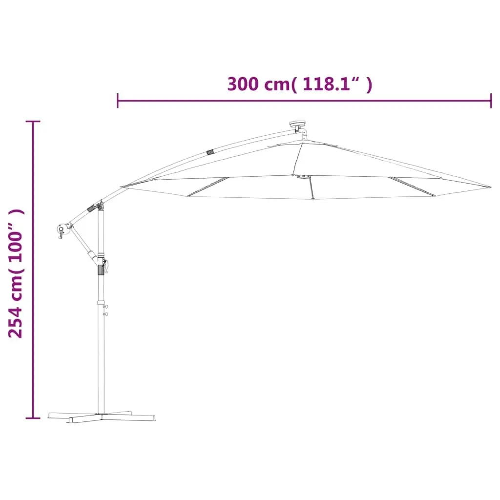 Cantilever Umbrella with LED Lights and Steel Pole 300 cm Black 47136