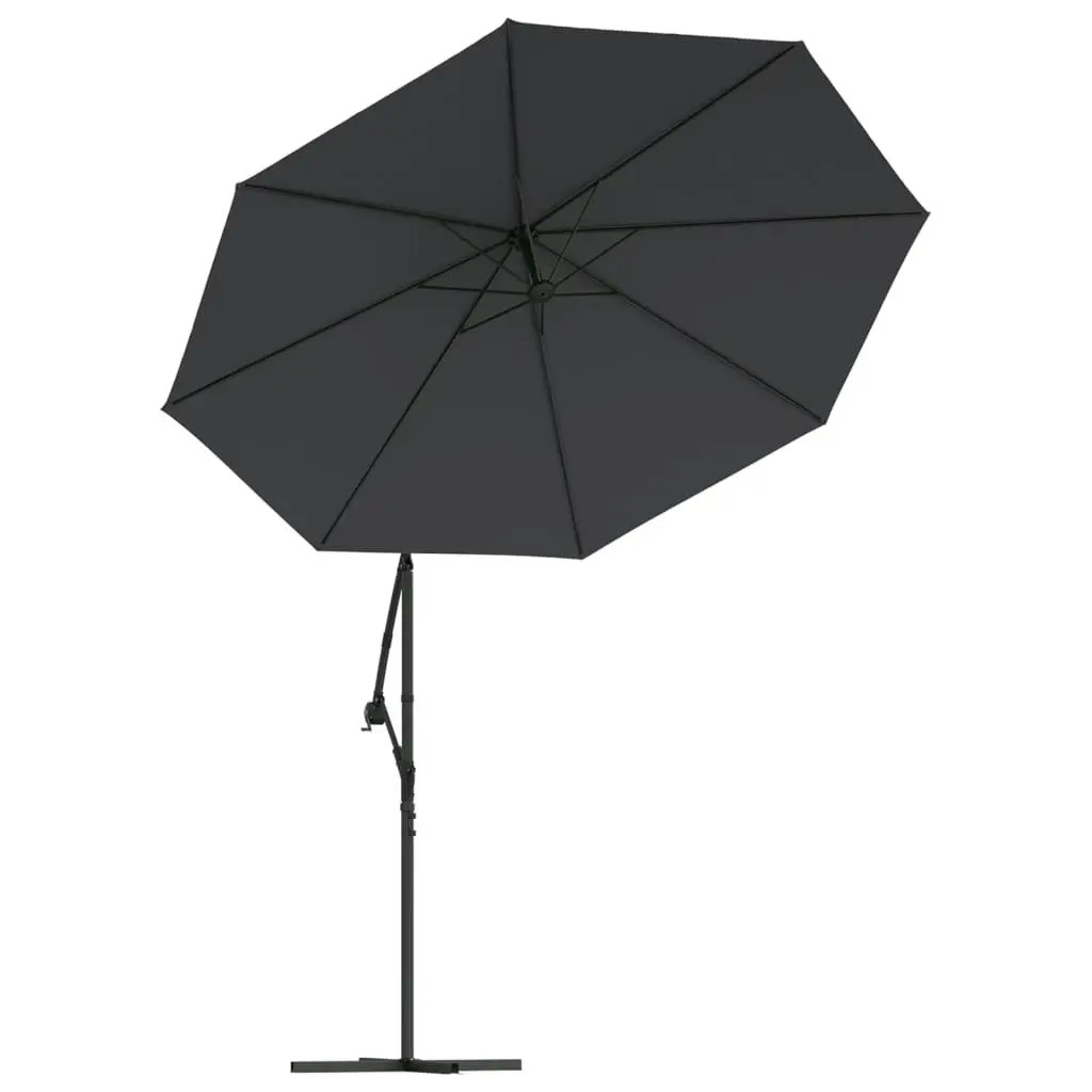 Cantilever Umbrella with LED Lights and Steel Pole 300 cm Black 47136