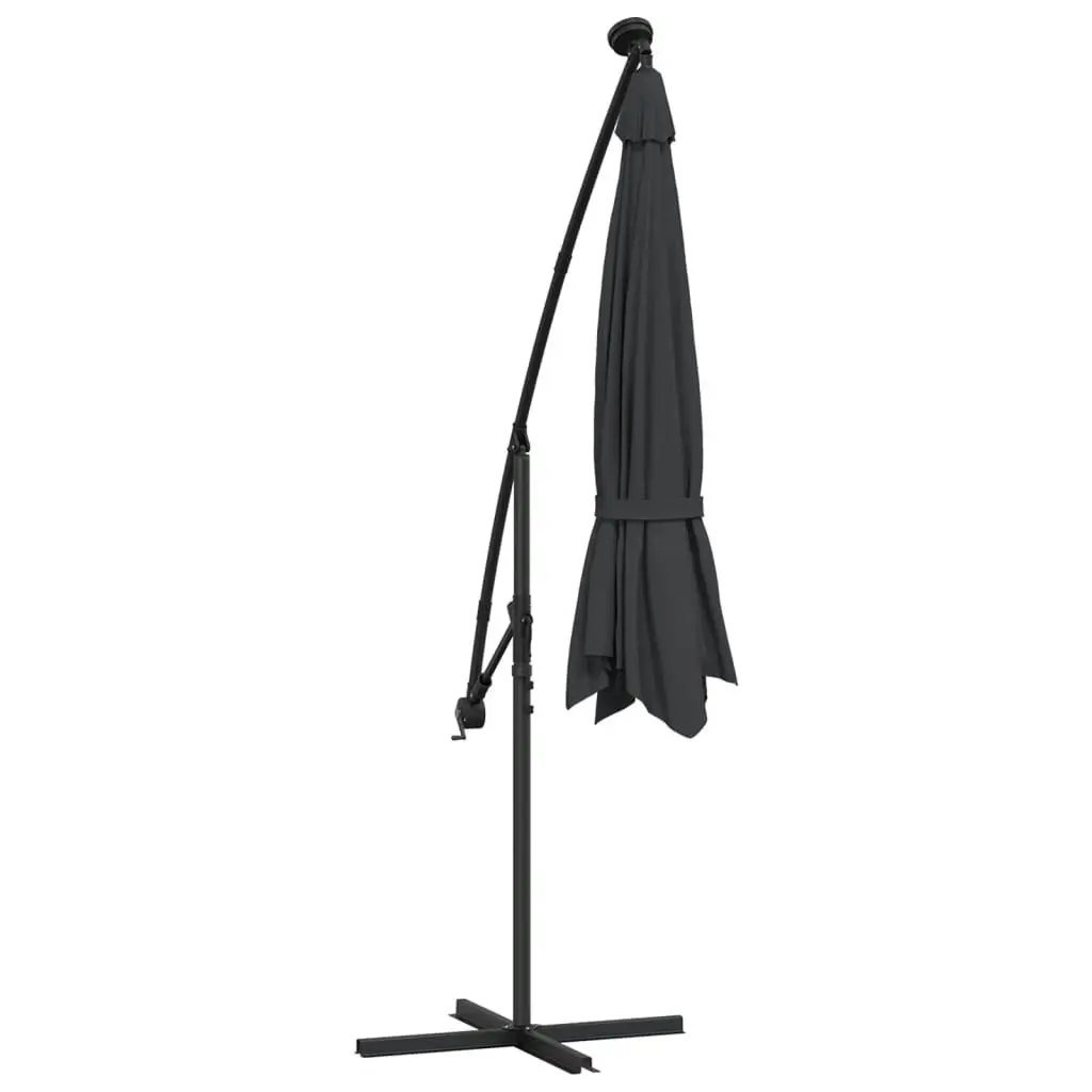 Cantilever Umbrella with LED Lights and Steel Pole 300 cm Black 47136