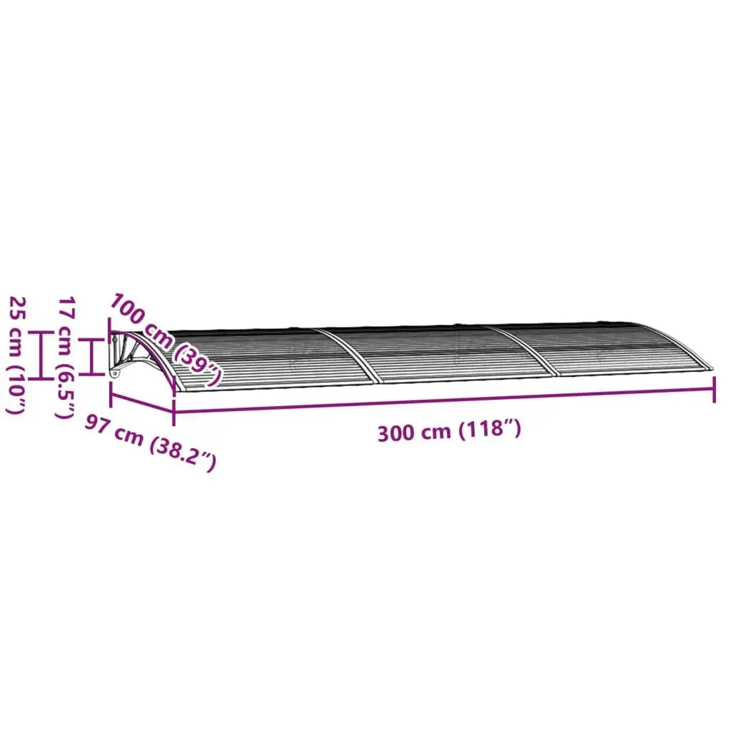 Door Canopy Black 300x100 cm Polycarbonate 153569