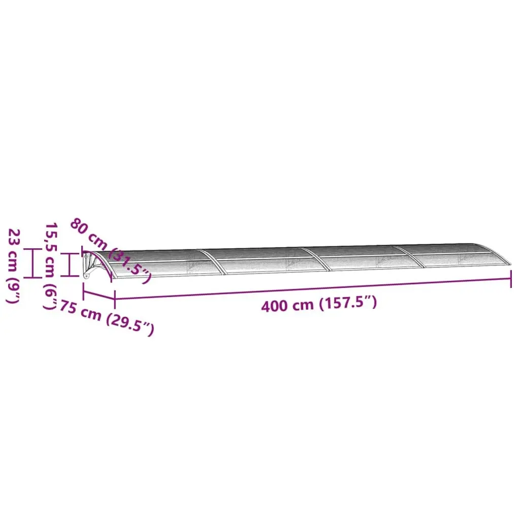 Door Canopy Black 400x75 cm Polycarbonate 153599