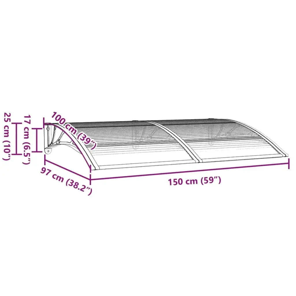 Door Canopy Grey 150x100 cm Polycarbonate 153570