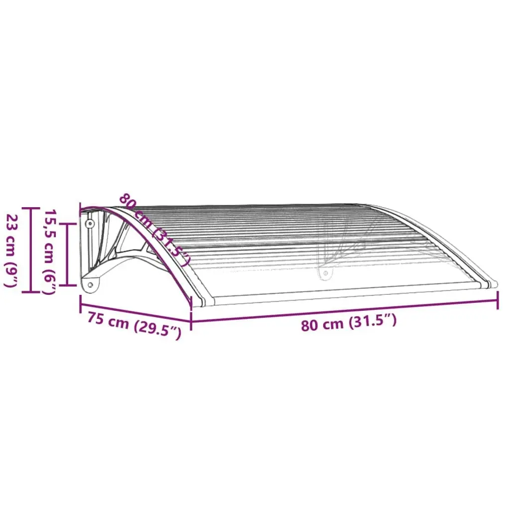 Door Canopy Grey and Transparent 80x75 cm Polycarbonate 153586