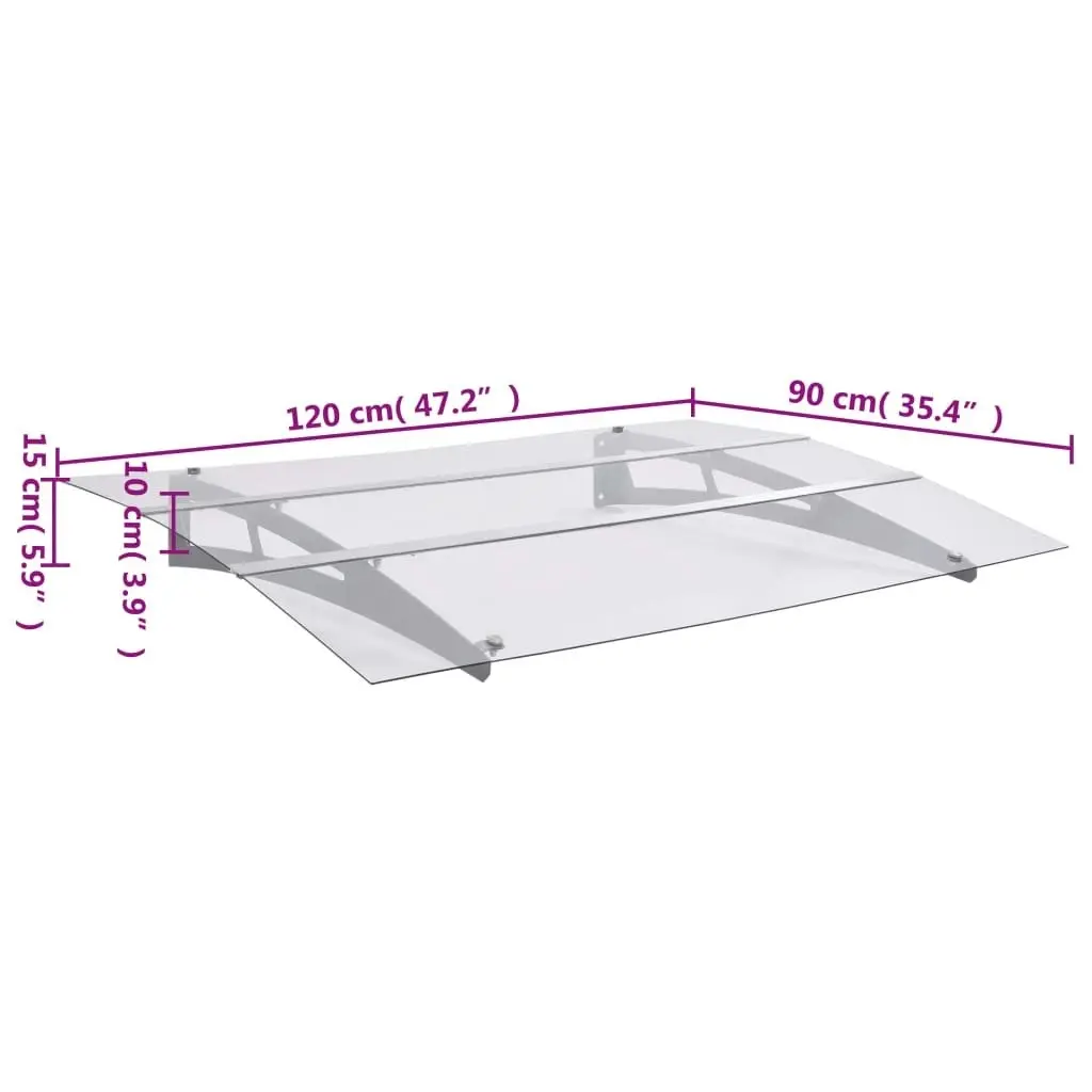 Door Canopy Silver and Transparent 120x90 cm Polycarbonate 144828