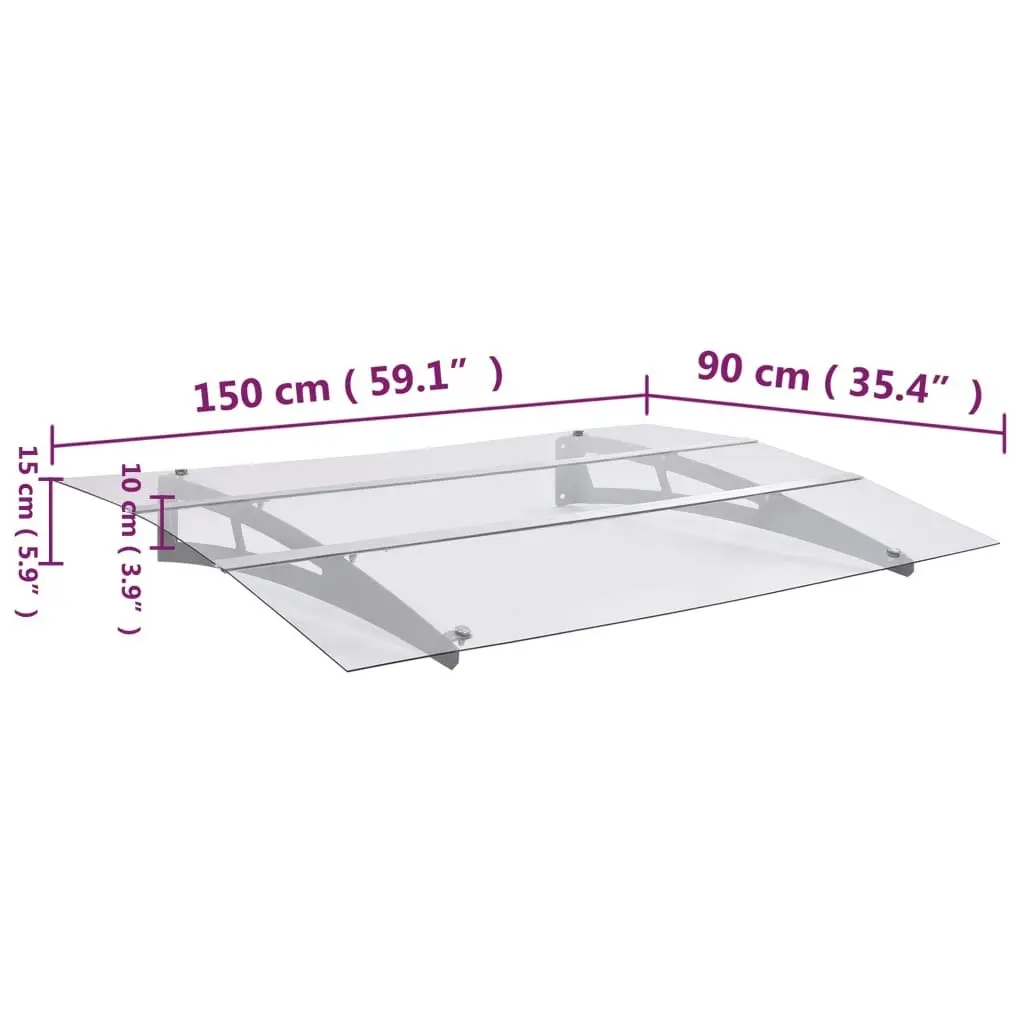 Door Canopy Silver and Transparent 150x90 cm PET 144829