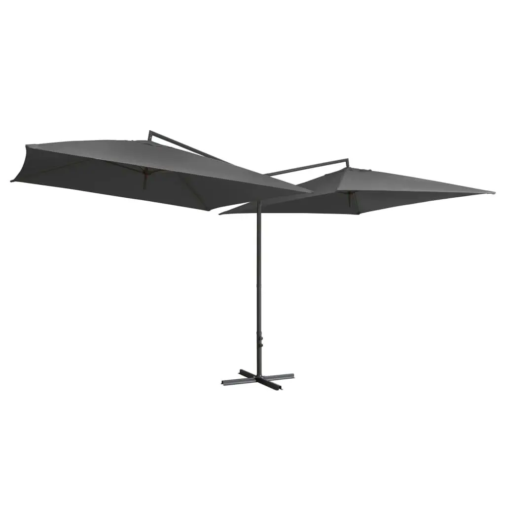 Double Parasol with Steel Pole 250x250 cm Anthracite 47322