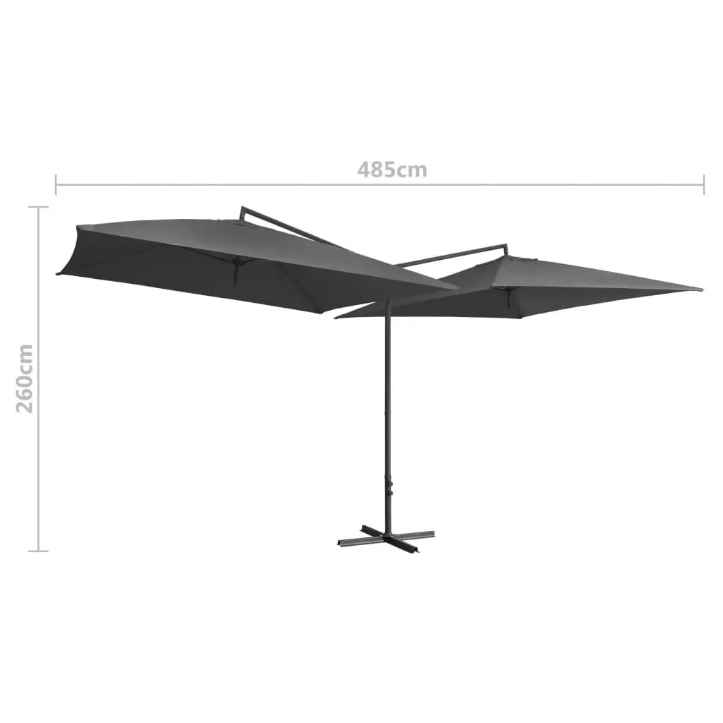 Double Parasol with Steel Pole 250x250 cm Anthracite 47322