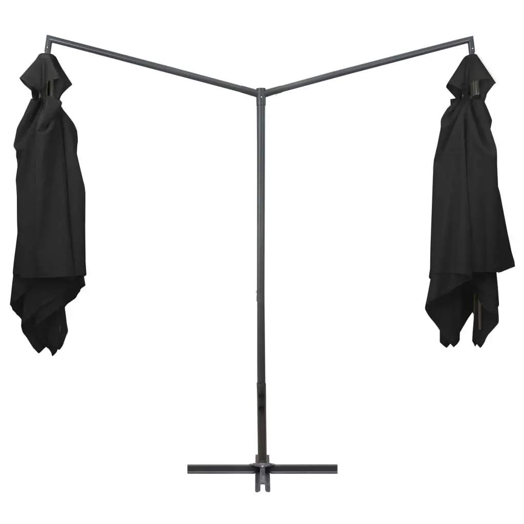 Double Parasol with Steel Pole 250x250 cm Black 47326