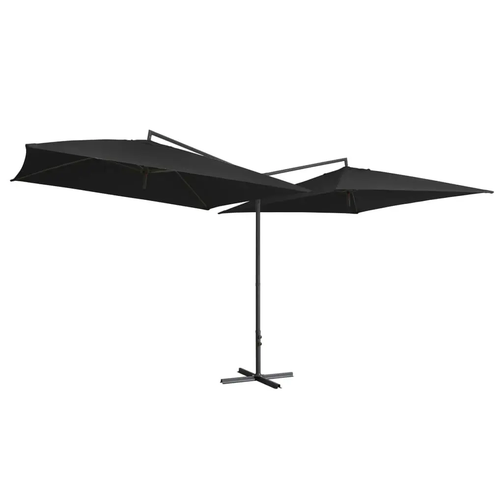 Double Parasol with Steel Pole 250x250 cm Black 47326