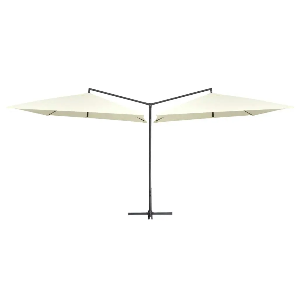 Double Parasol with Steel Pole 250x250 cm Sand White 47321