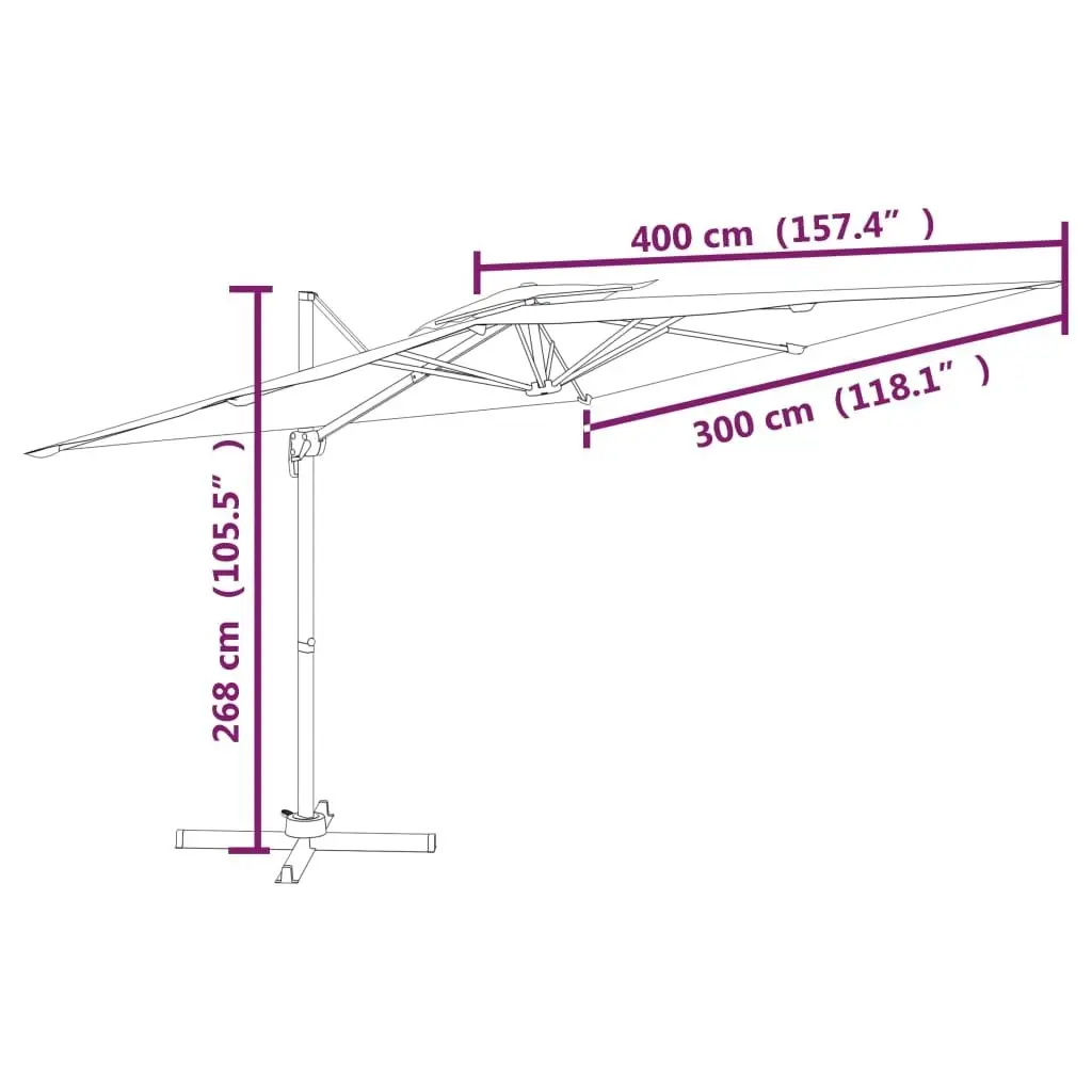 Double Top Cantilever Umbrella Terracotta 400x300 cm 319958