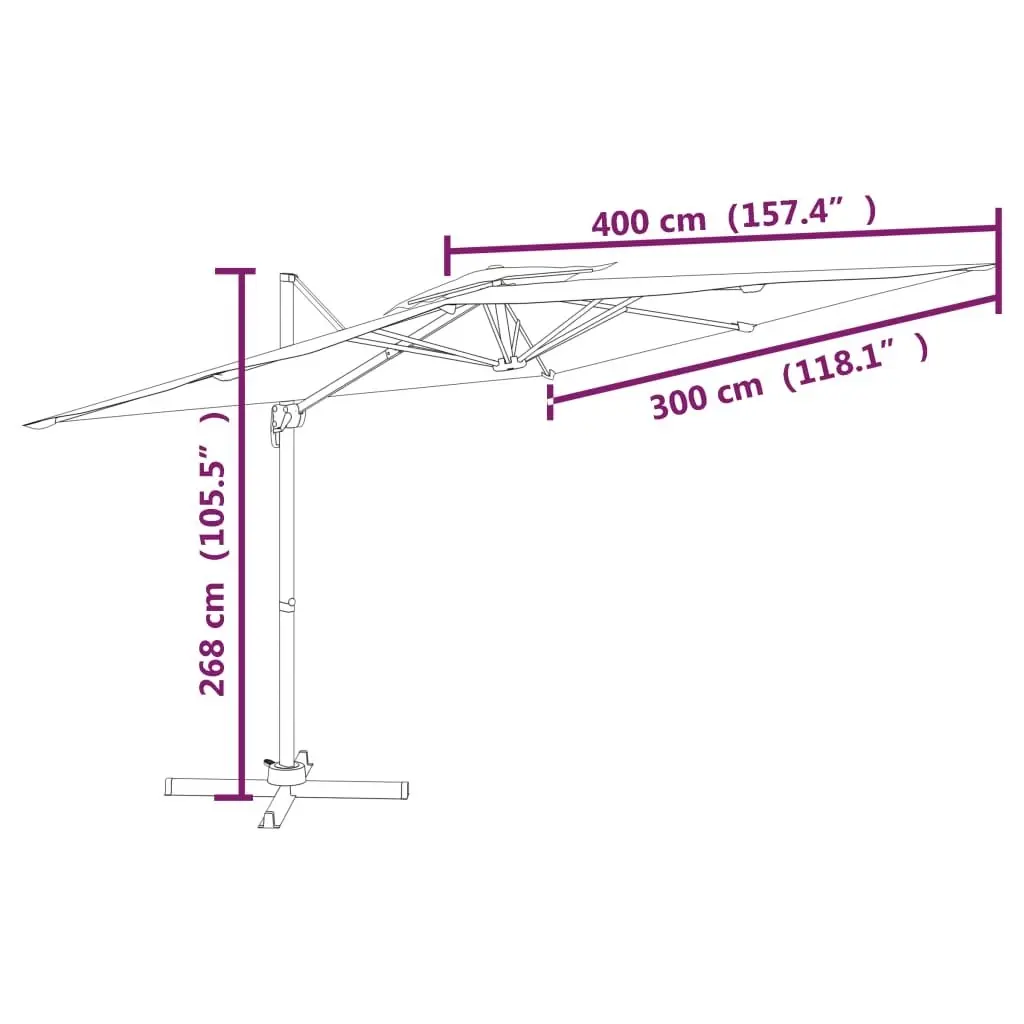 Double Top Cantilever Umbrella Anthracite 400x300 cm 319948