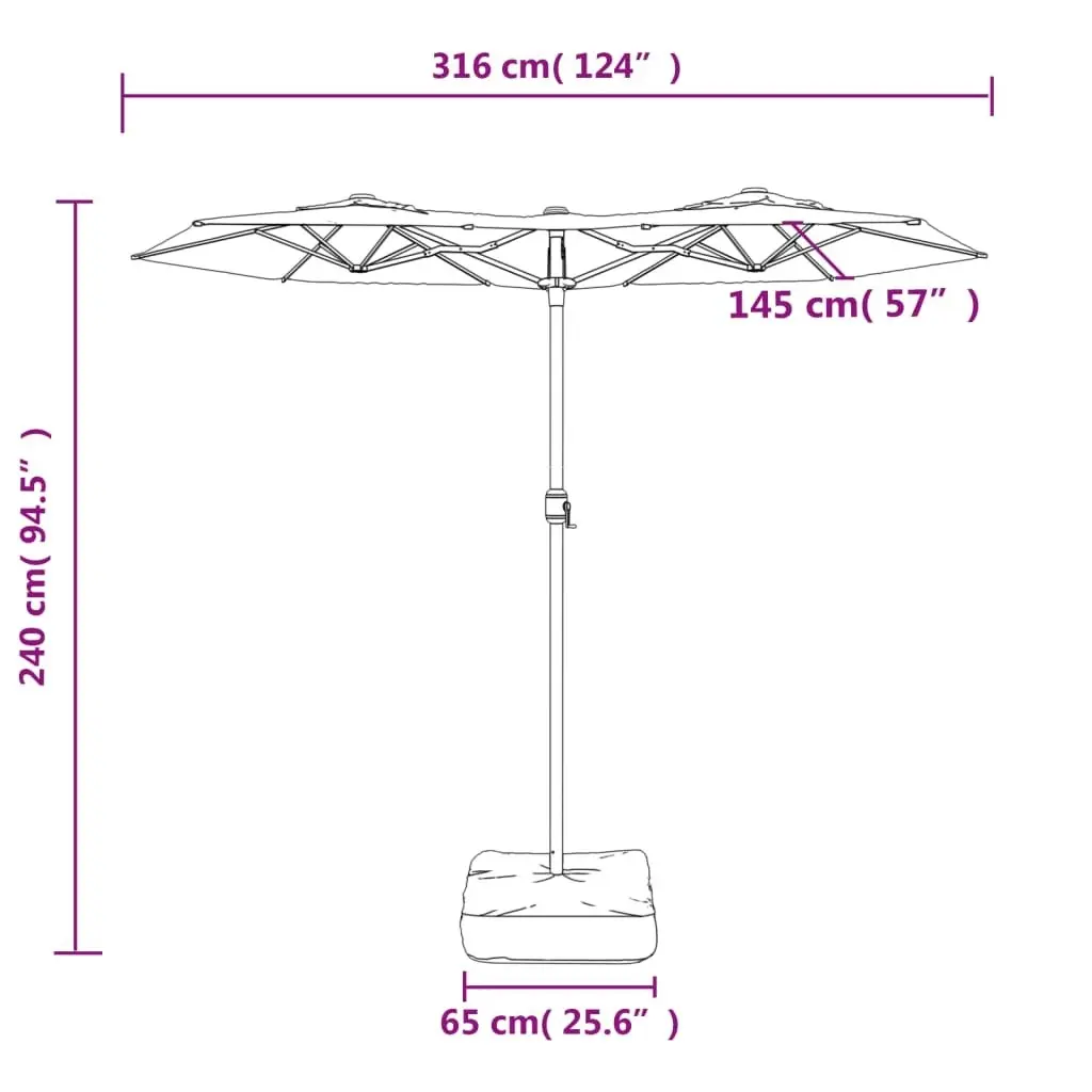 Double-Head Parasol Bordeaux Red 316x240 cm 362965