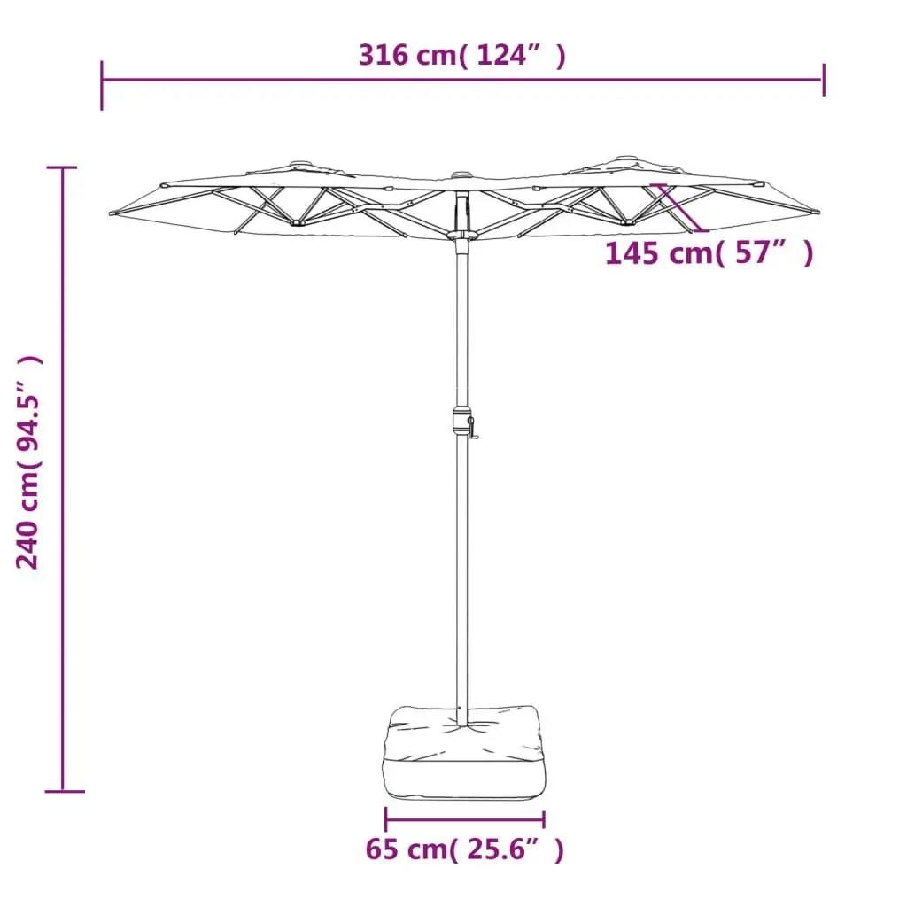 Double-Head Parasol Taupe 316x240 cm 362964