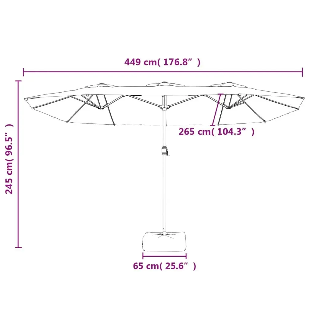 Double-Head Parasol with LEDs Black 449x245 cm 362959