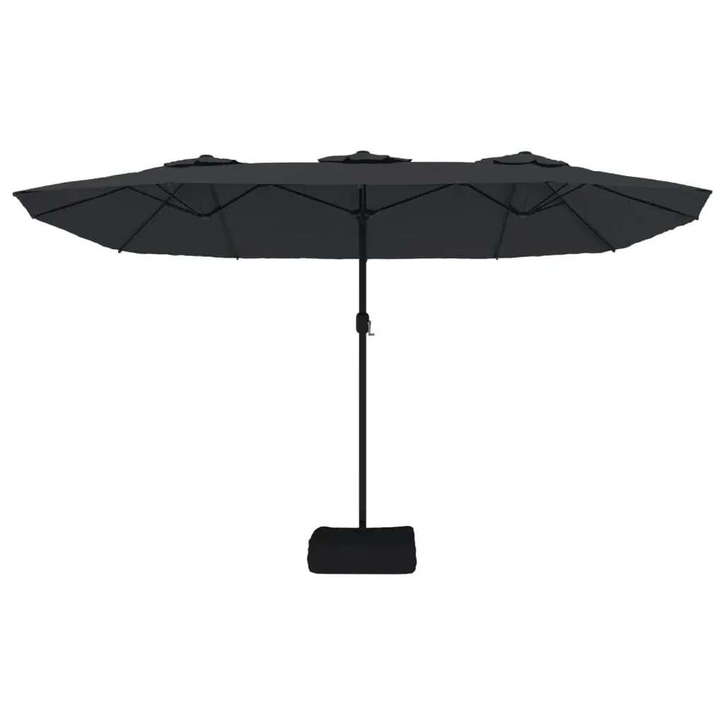 Double-Head Parasol with LEDs Black 449x245 cm 362959