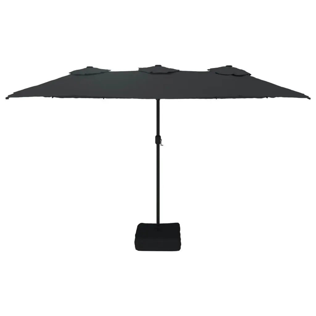 Double-Head Parasol with LEDs Black 449x245 cm 362959