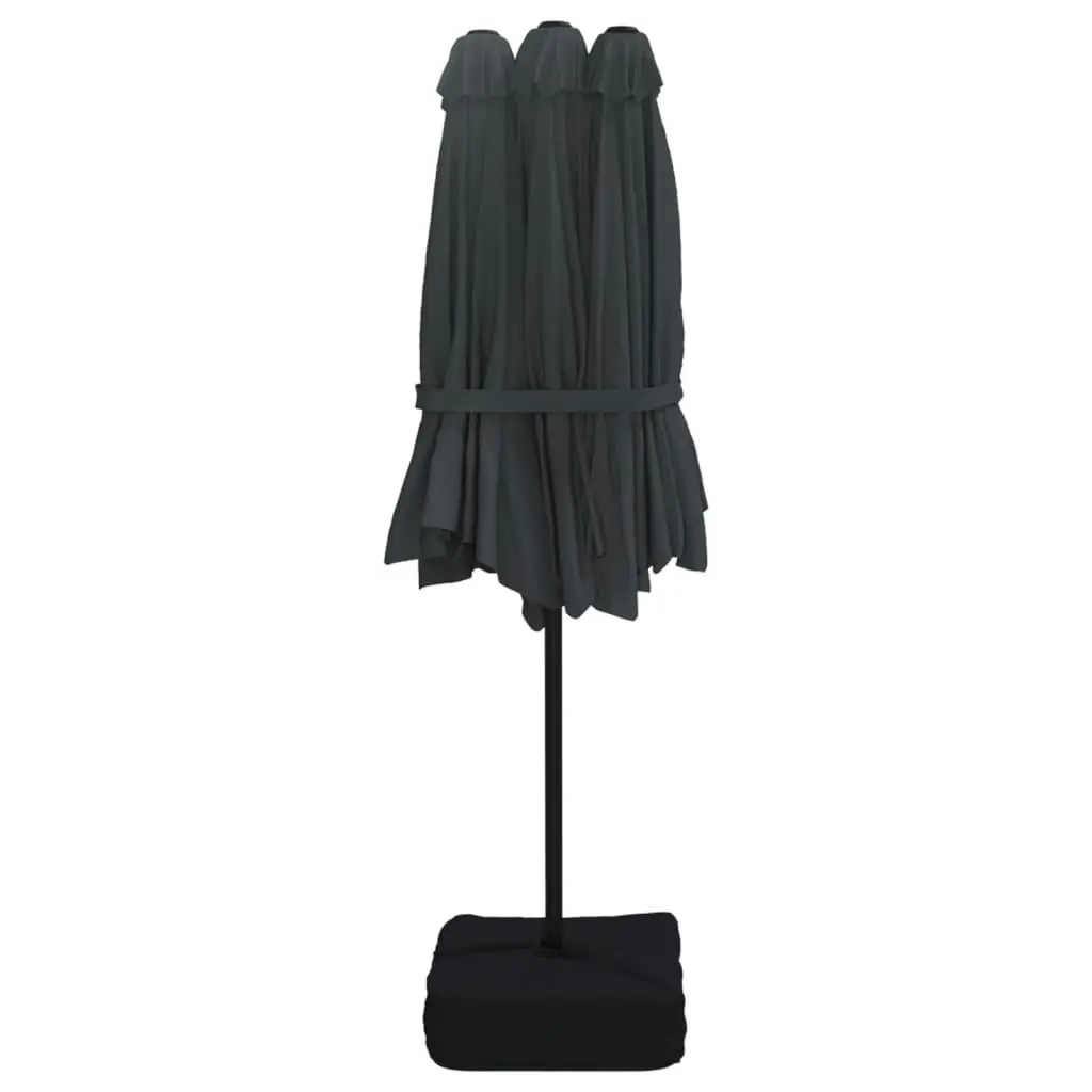 Double-Head Parasol with LEDs Black 449x245 cm 362959