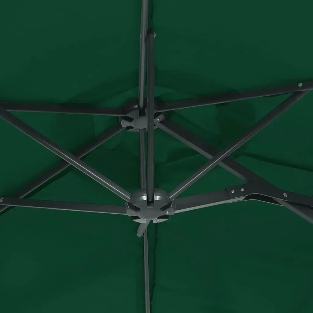 Double-Head Parasol with LEDs Green 316x240 cm 362970