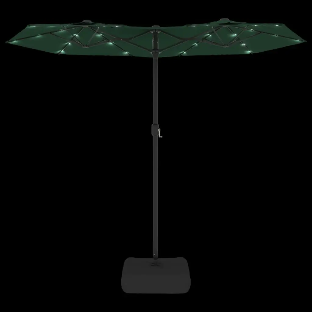 Double-Head Parasol with LEDs Green 316x240 cm 362970