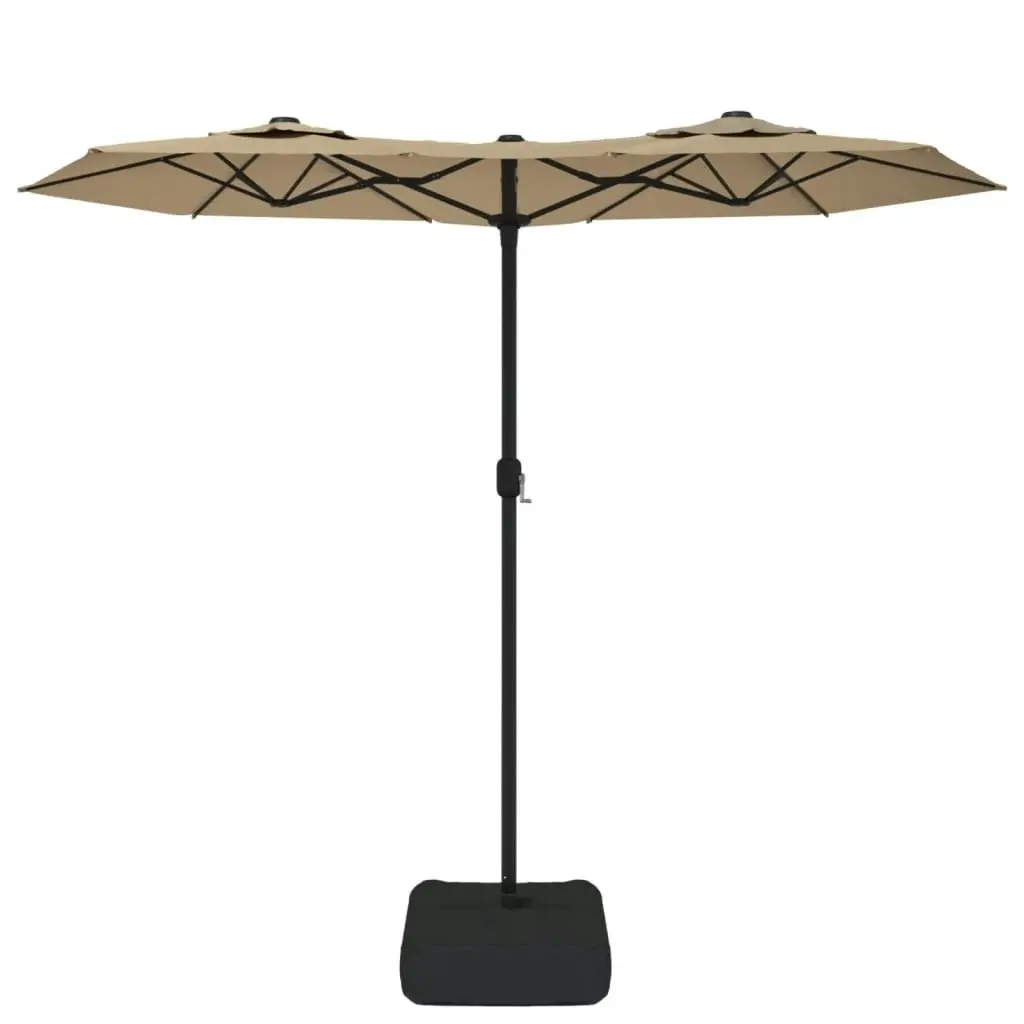 Double-Head Parasol with LEDs Taupe 316x240 cm 362972