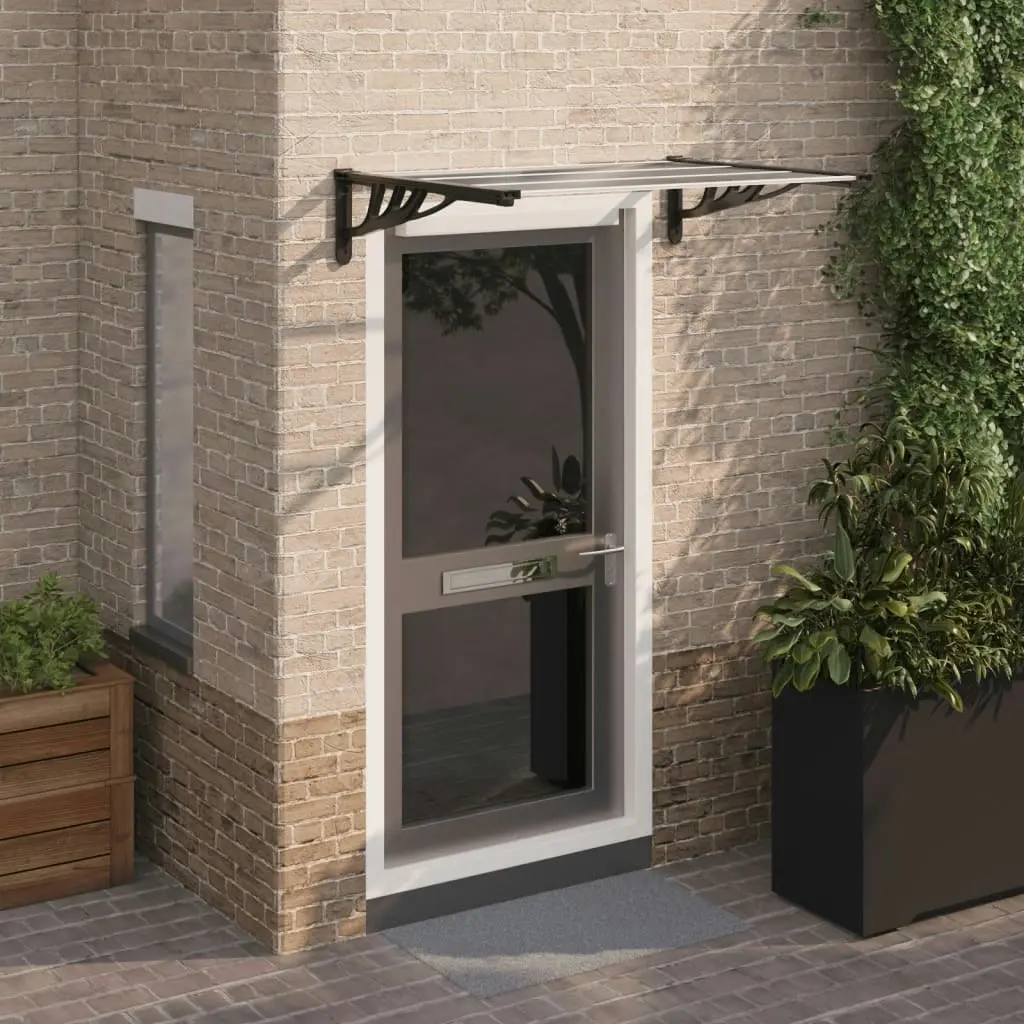 Door Canopy Black and Transparent 122x90 cm Polycarbonate 153683