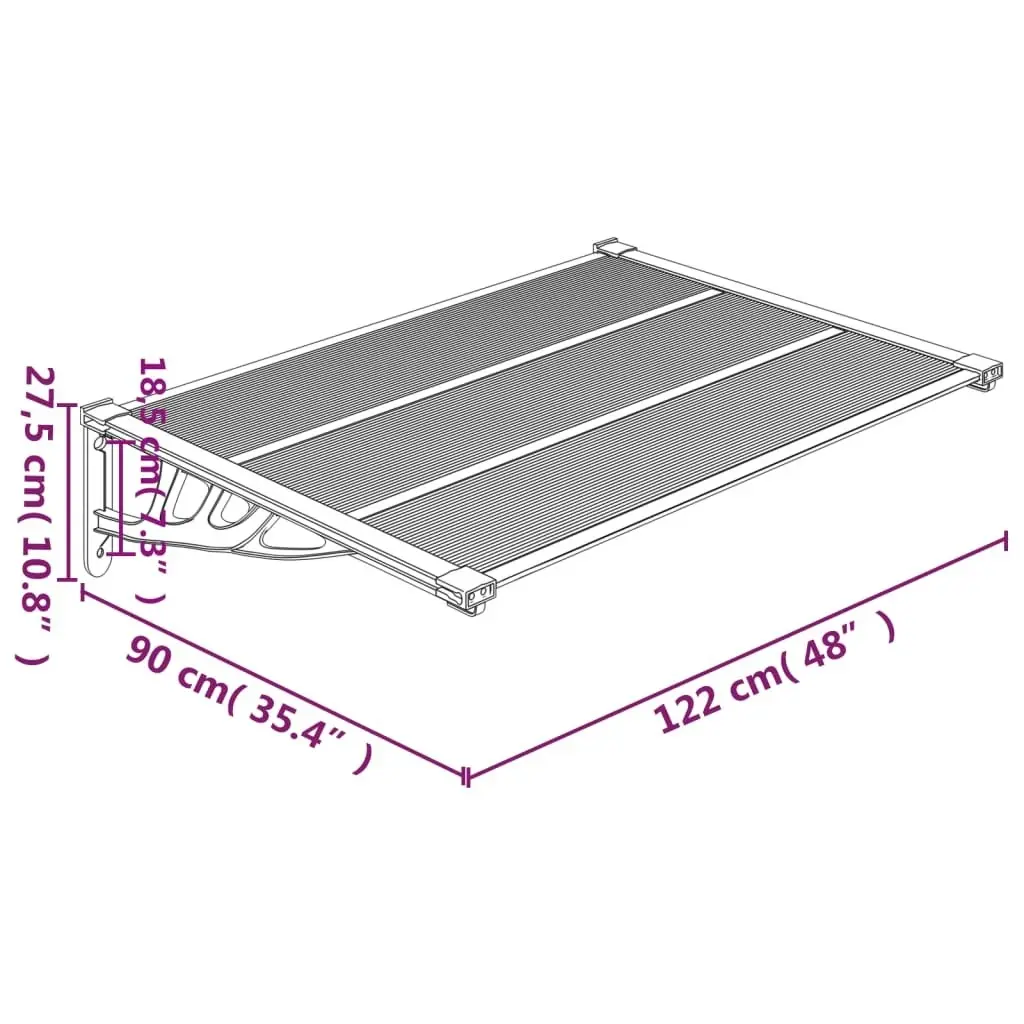 Door Canopy Black and Transparent 122x90 cm Polycarbonate 153683