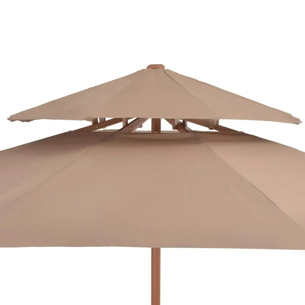 Double Decker Parasol with Wooden Pole 270 cm Taupe 44520