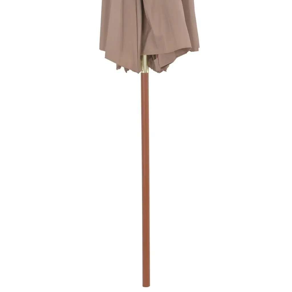 Double Decker Parasol with Wooden Pole 270 cm Taupe 44520