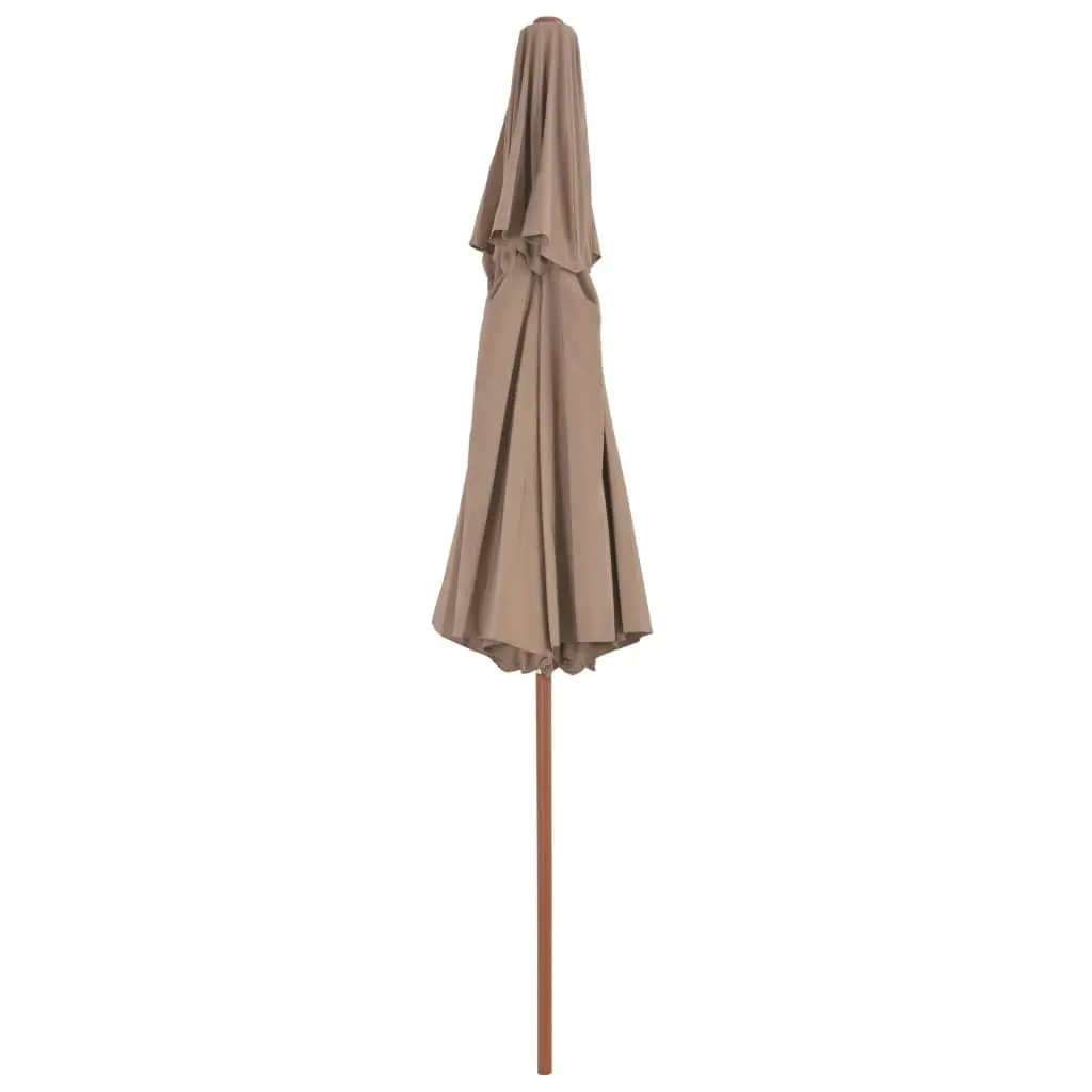 Double Decker Parasol with Wooden Pole 270 cm Taupe 44520