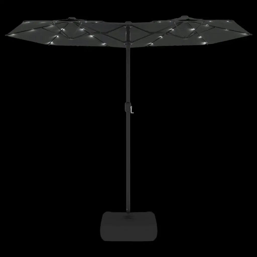 Double-Head Parasol with LEDs Anthracite 316x240 cm 362971