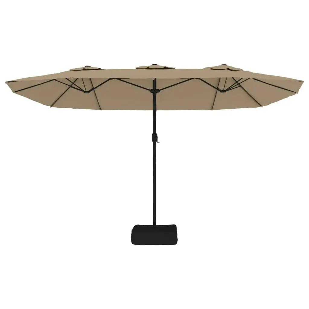 Double-Head Parasol with LEDs Taupe 449x245 cm 362956