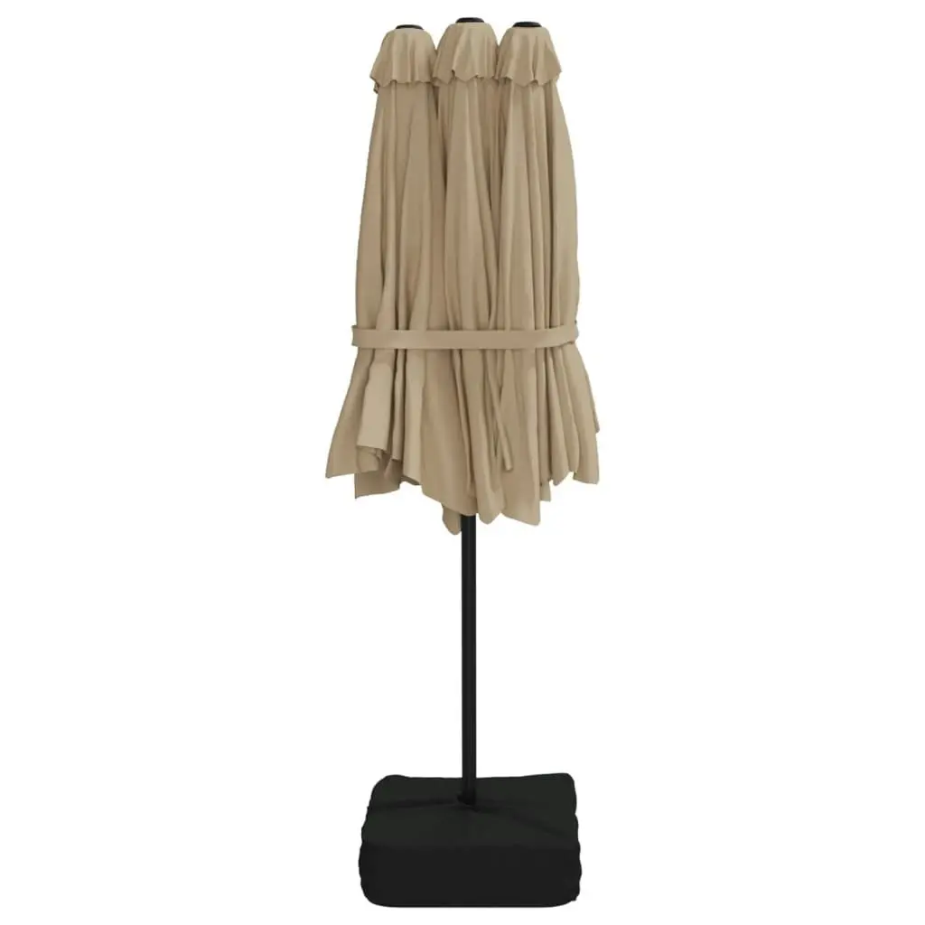 Double-Head Parasol with LEDs Taupe 449x245 cm 362956