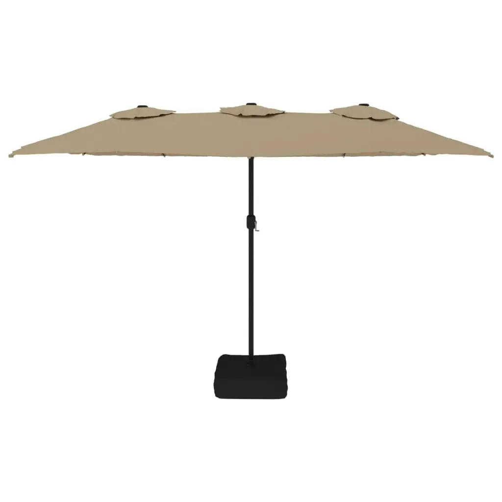 Double-Head Parasol with LEDs Taupe 449x245 cm 362956