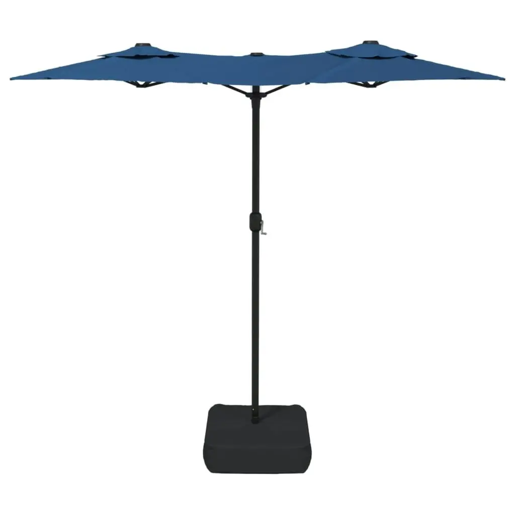 Double-Head Parasol with LEDs Azure Blue 316x240 cm 362976