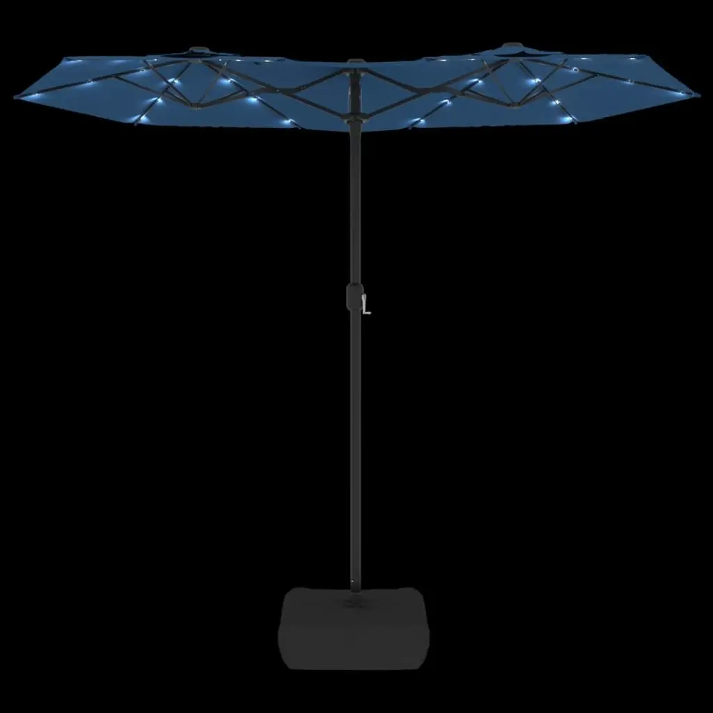 Double-Head Parasol with LEDs Azure Blue 316x240 cm 362976