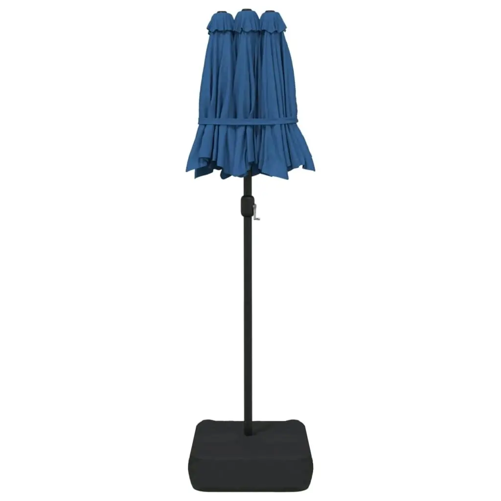 Double-Head Parasol with LEDs Azure Blue 316x240 cm 362976