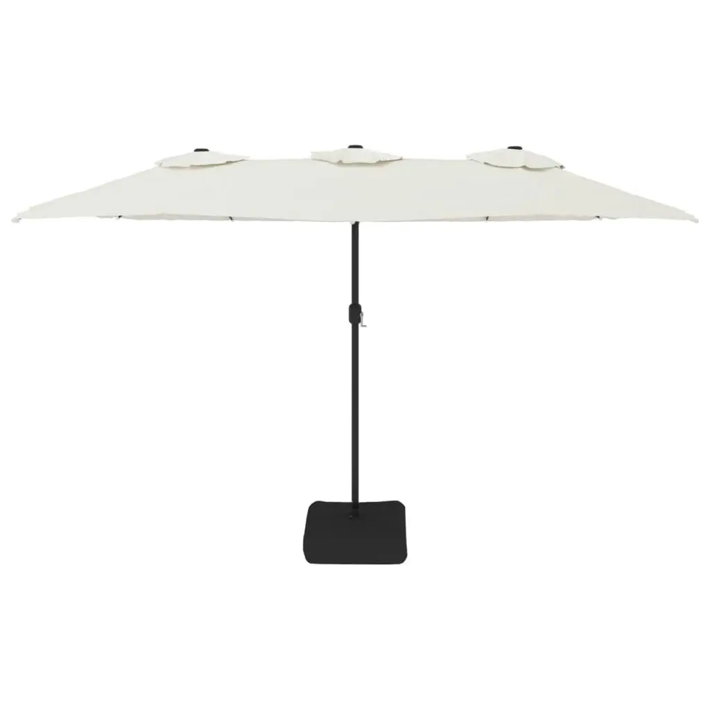 Double-Head Parasol with LEDs Sand White 449x245 cm 362953