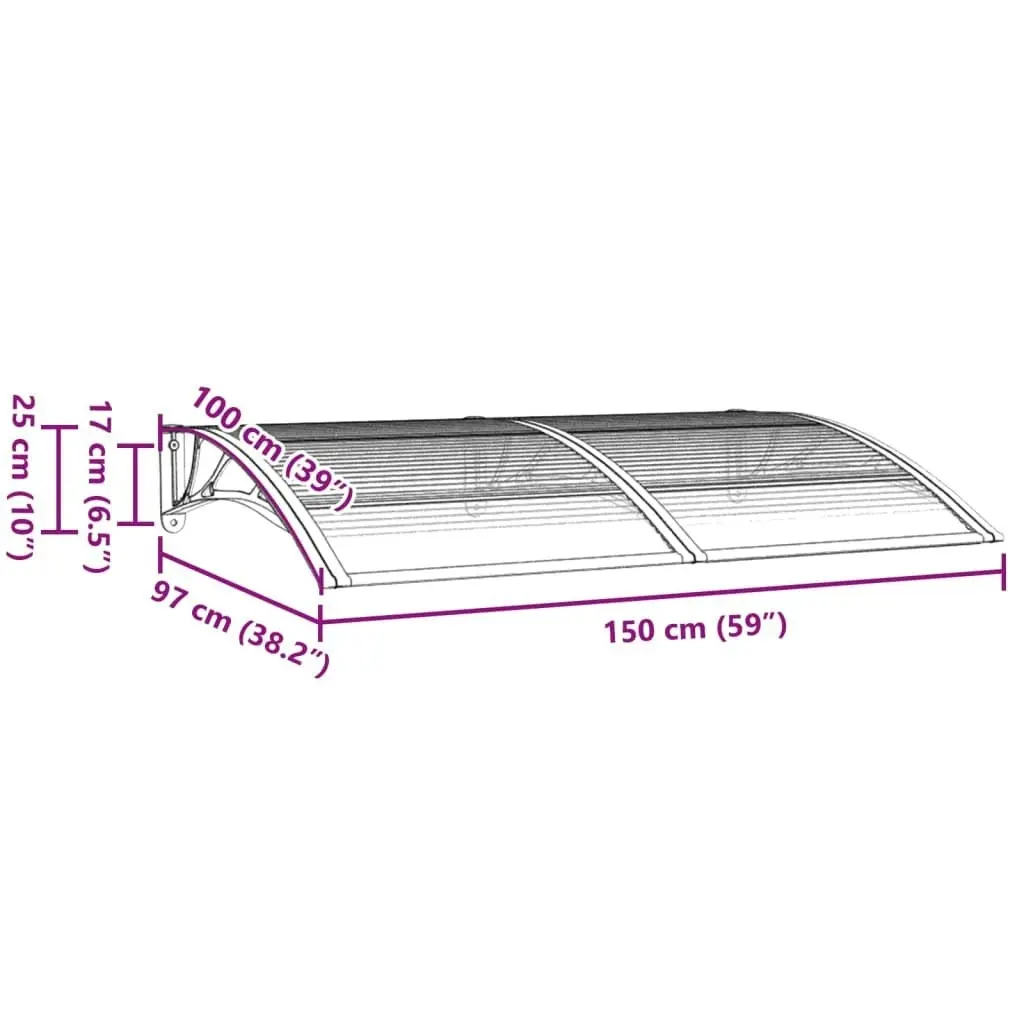 Door Canopy Black 150x100 cm Polycarbonate 153573