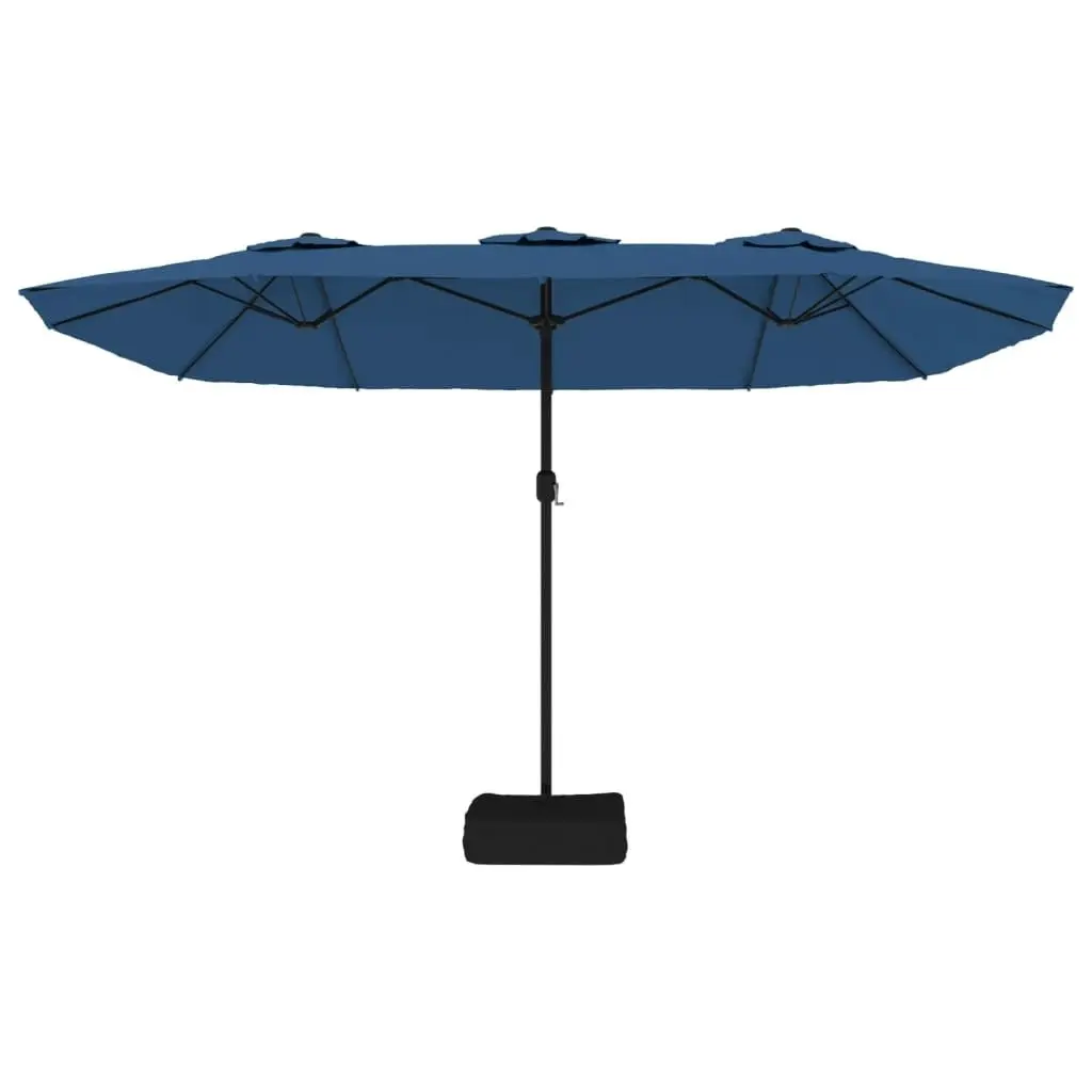 Double-Head Parasol with LEDs Azure Blue 449x245 cm 362960