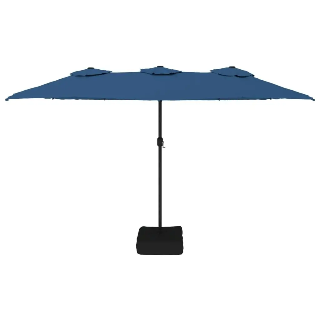 Double-Head Parasol with LEDs Azure Blue 449x245 cm 362960