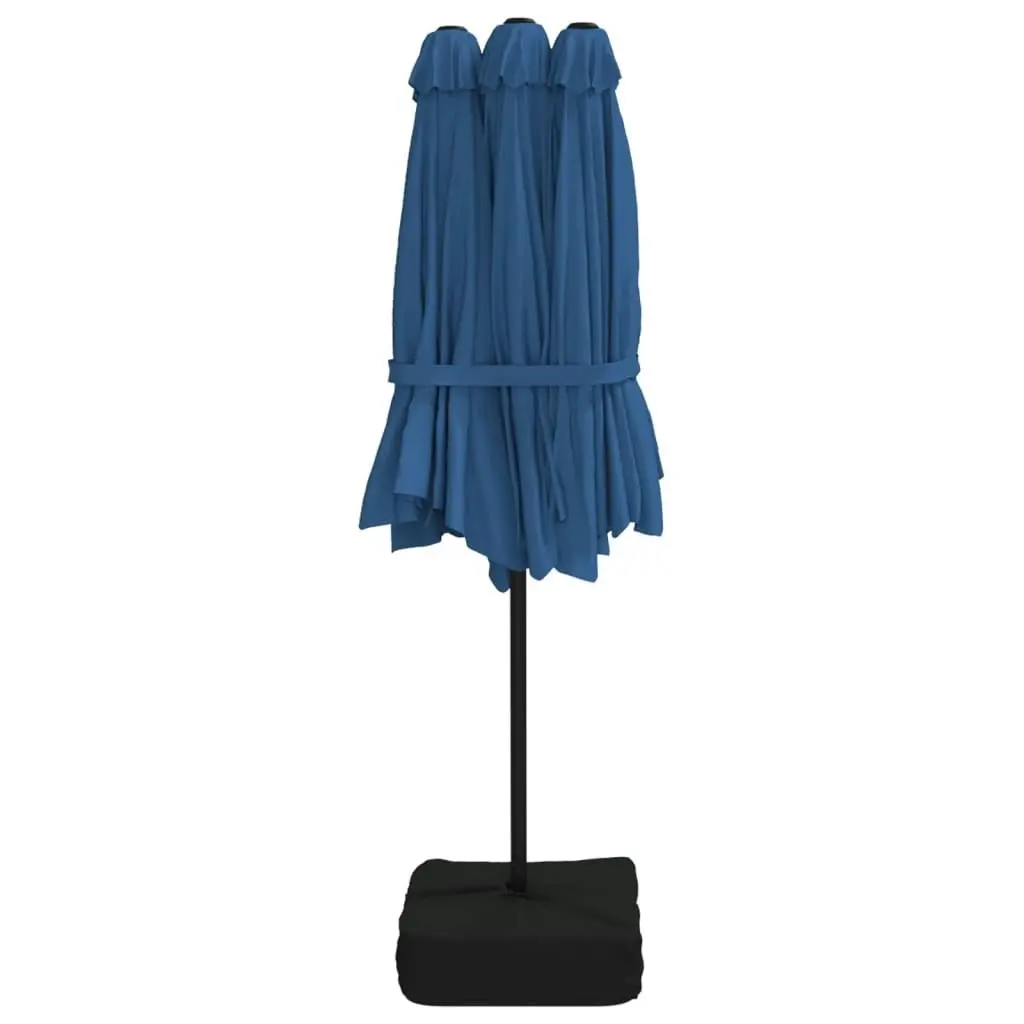 Double-Head Parasol with LEDs Azure Blue 449x245 cm 362960