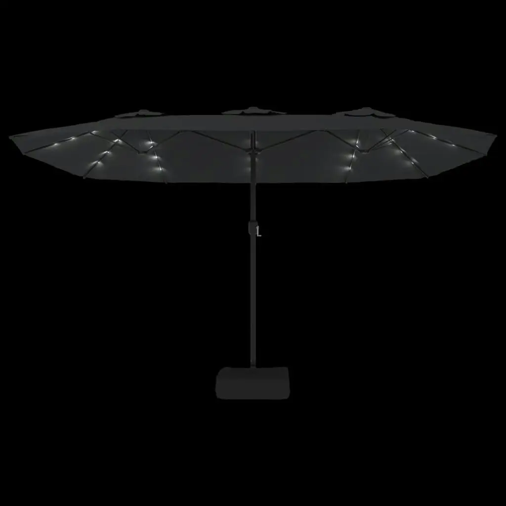 Double-Head Parasol with LEDs Anthracite 449x245 cm 362955