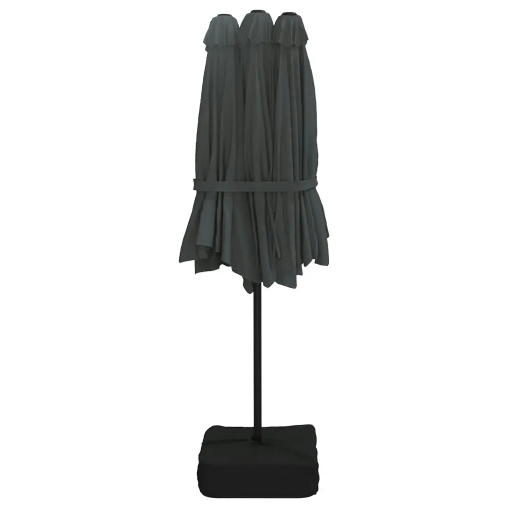 Double-Head Parasol with LEDs Anthracite 449x245 cm 362955