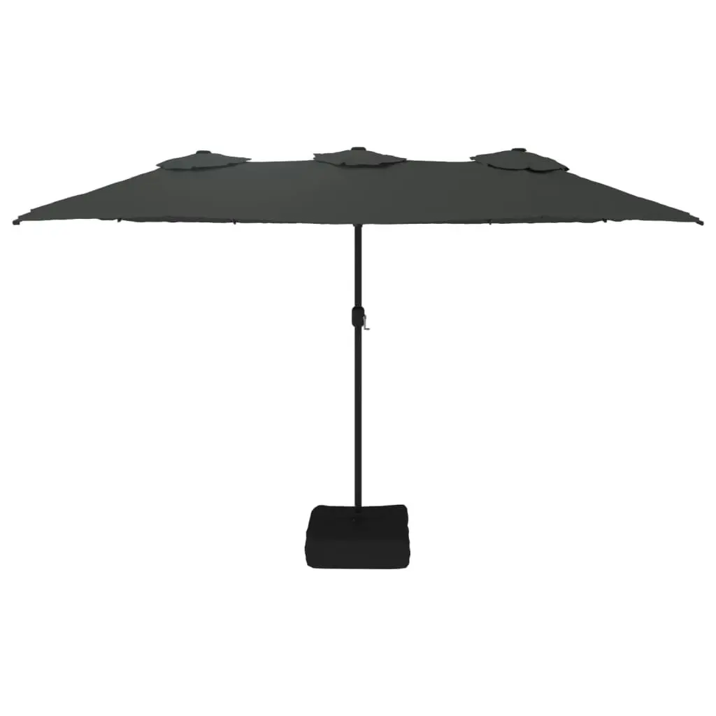 Double-Head Parasol with LEDs Anthracite 449x245 cm 362955