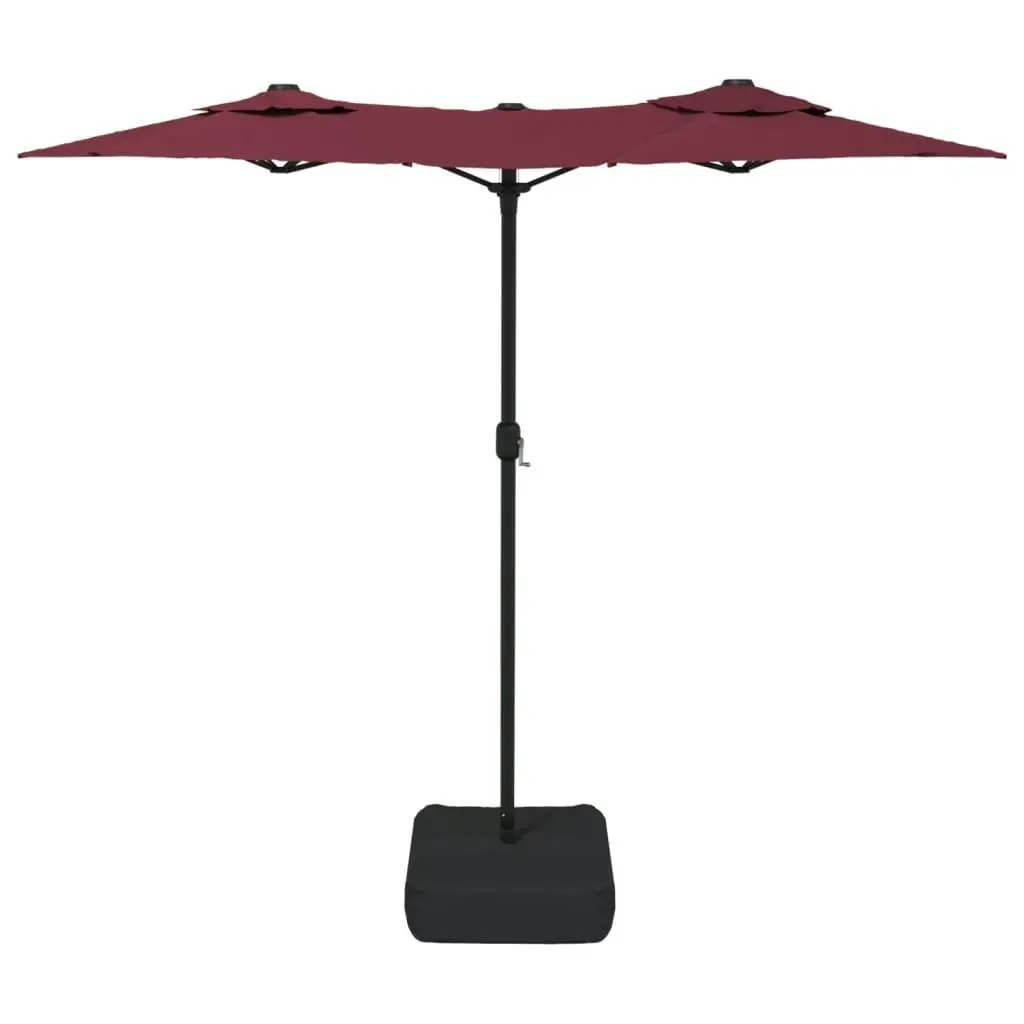 Double-Head Parasol with LEDs Bordeaux Red 316x240 cm 362973