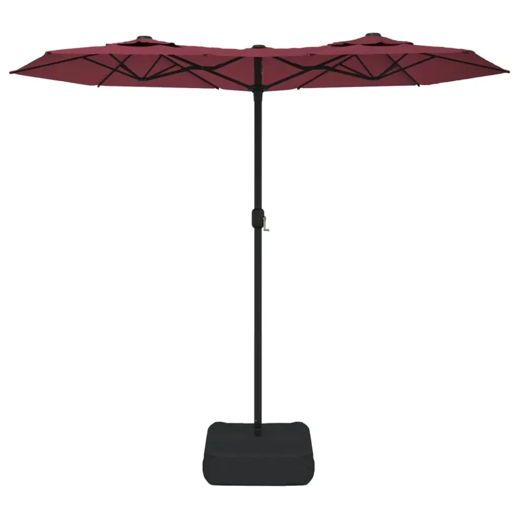 Double-Head Parasol with LEDs Bordeaux Red 316x240 cm 362973