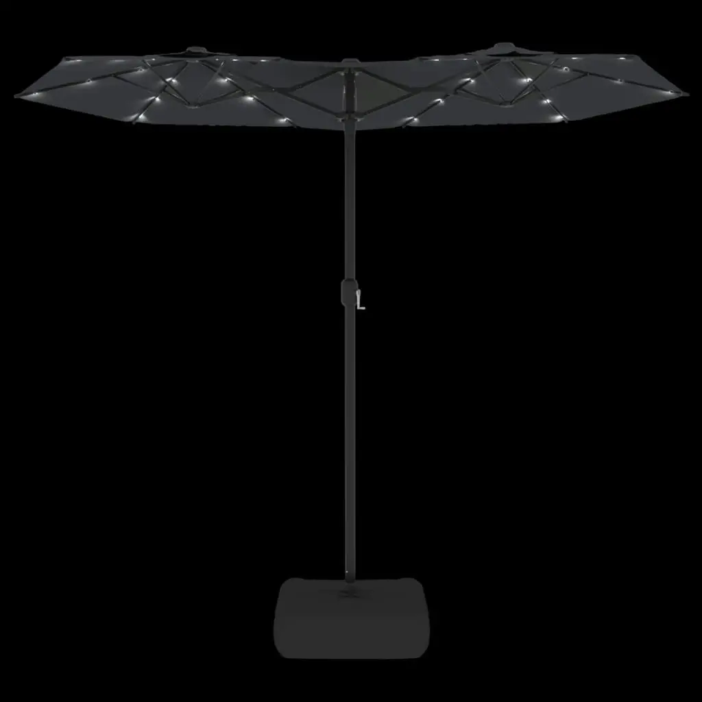 Double-Head Parasol with LEDs Black 316x240 cm 362975