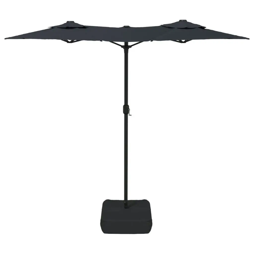 Double-Head Parasol with LEDs Black 316x240 cm 362975