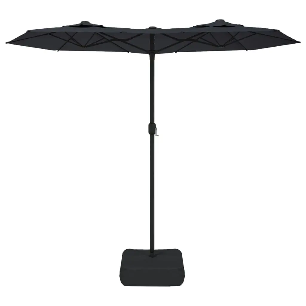 Double-Head Parasol with LEDs Black 316x240 cm 362975